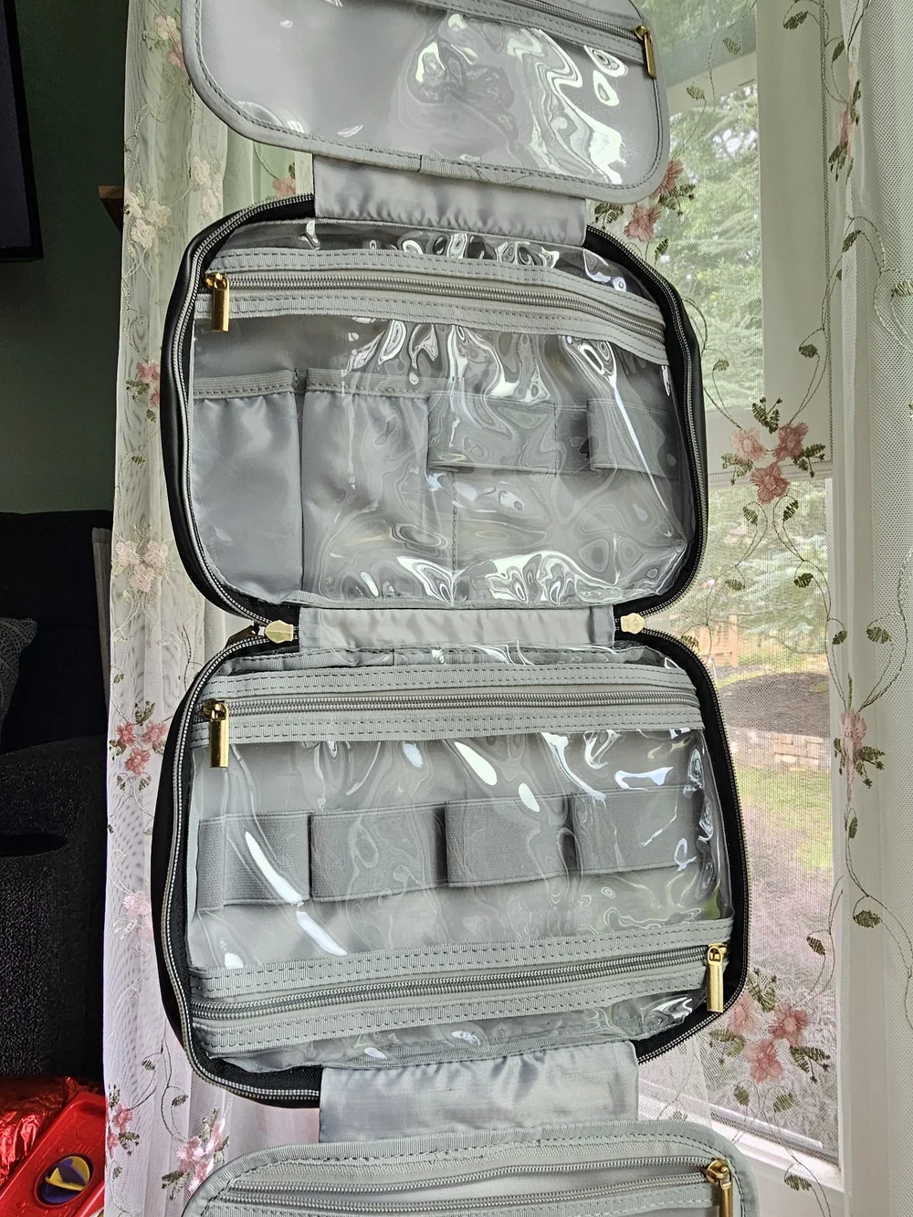 Black Womans Travel Make Up Bag with Gold Hardware